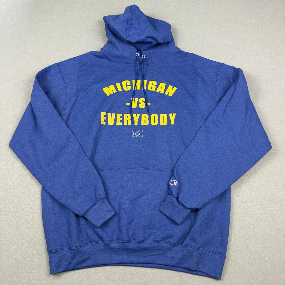 Michigan Wolverines Hoodie Men XL Blue Champion Sweatshirt Pullover VS Everybody
